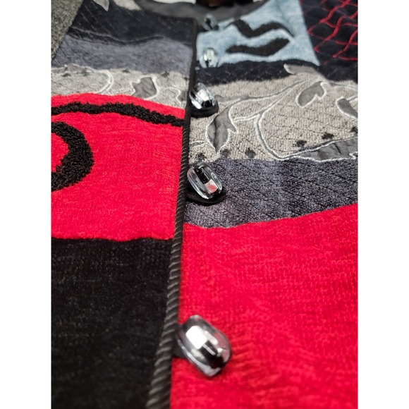 Vintage Allure Sweater Womens Medium Abstract Patchwork Wearable Art Chenille - Picture 4 of 15